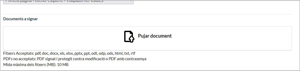 Apartat de documents per signar