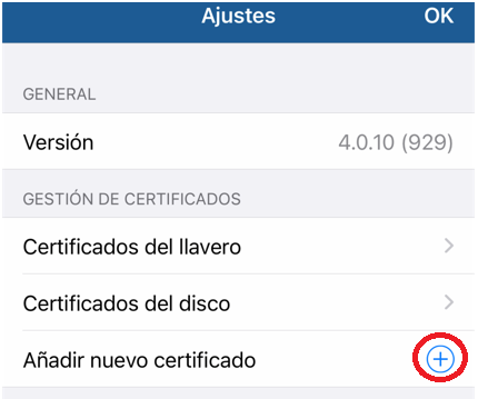 Seleccionar nuevo certificado