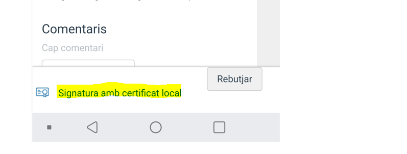 Select signature with local certificate